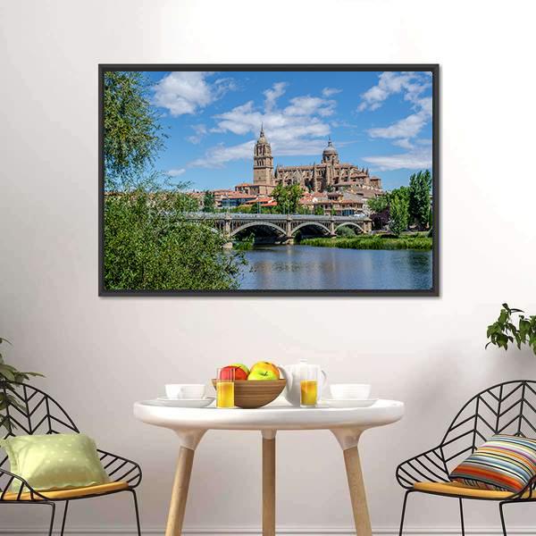 Bridge Over River Tormes Canvas Wall Art-3 Horizontal-Gallery Wrap-25" x 16"-Tiaracle
