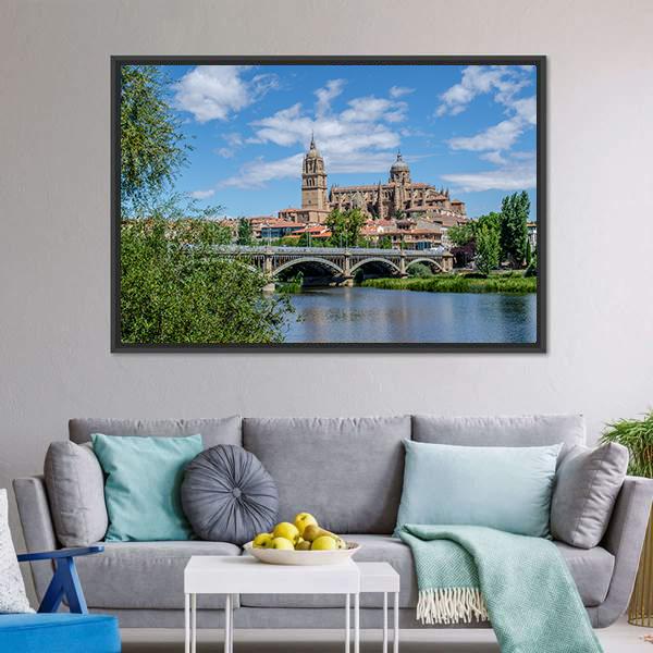 Bridge Over River Tormes Canvas Wall Art-1 Piece-Floating Frame-24" x 16"-Tiaracle