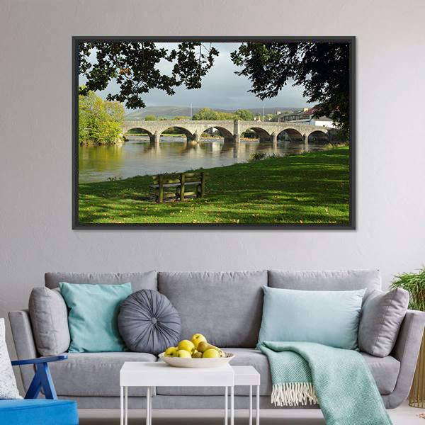 Bridge Over River Wye Canvas Wall Art-1 Piece-Floating Frame-24" x 16"-Tiaracle