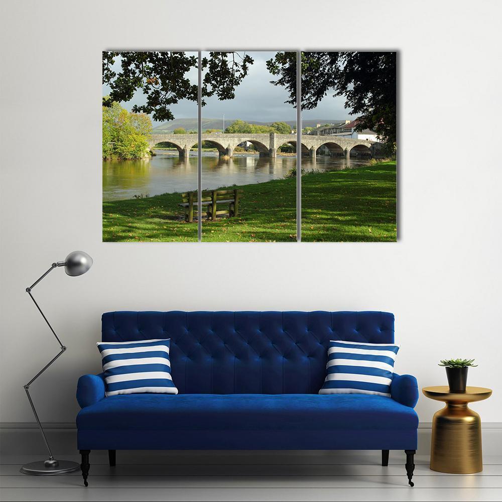 Bridge Over River Wye Canvas Wall Art-3 Horizontal-Gallery Wrap-37" x 24"-Tiaracle