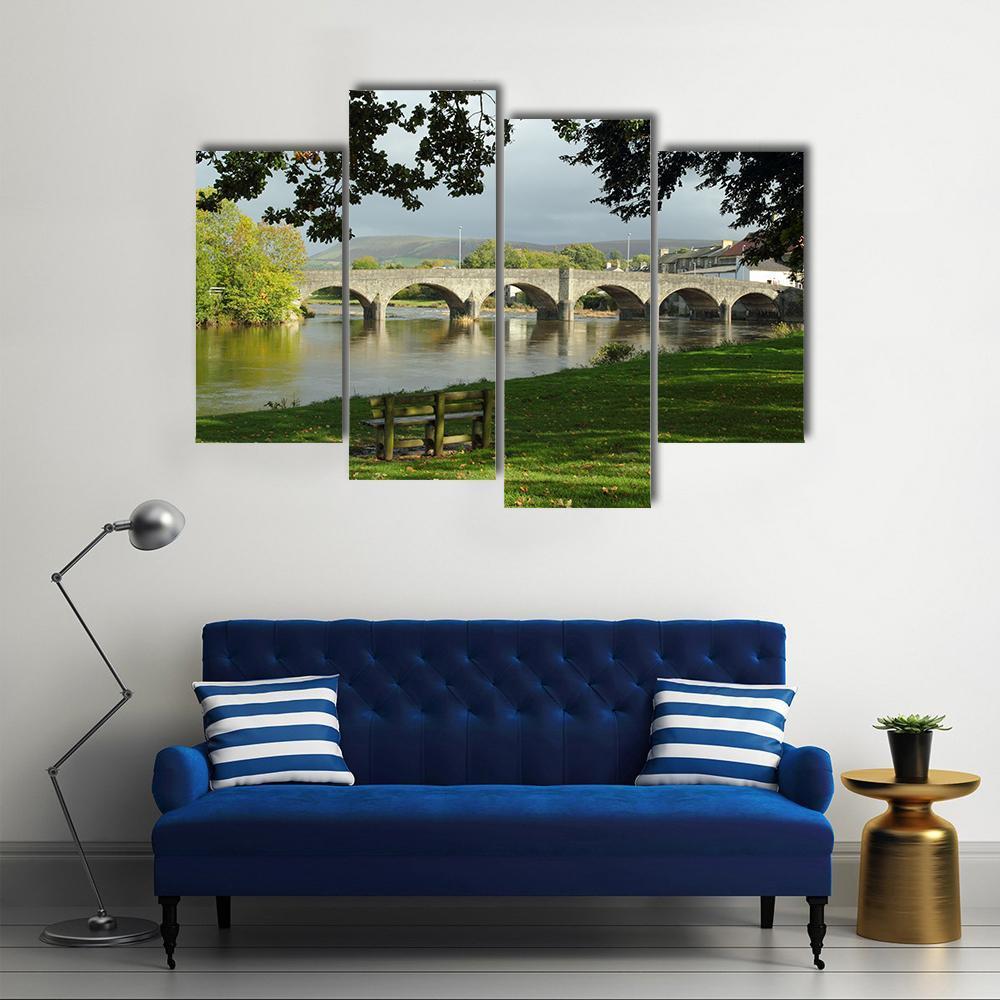 Bridge Over River Wye Canvas Wall Art-4 Pop-Gallery Wrap-50" x 32"-Tiaracle