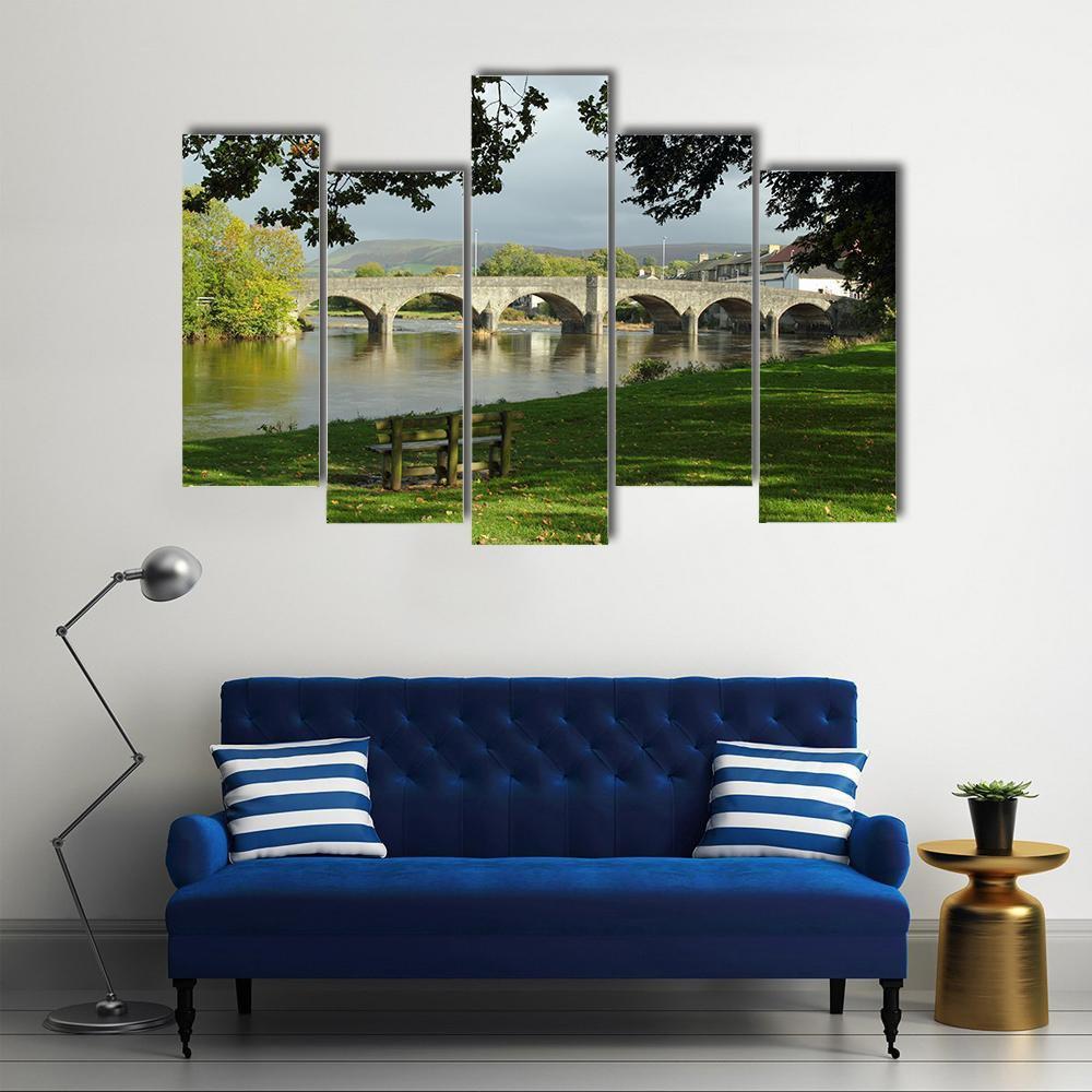 Bridge Over River Wye Canvas Wall Art-5 Pop-Gallery Wrap-47" x 32"-Tiaracle