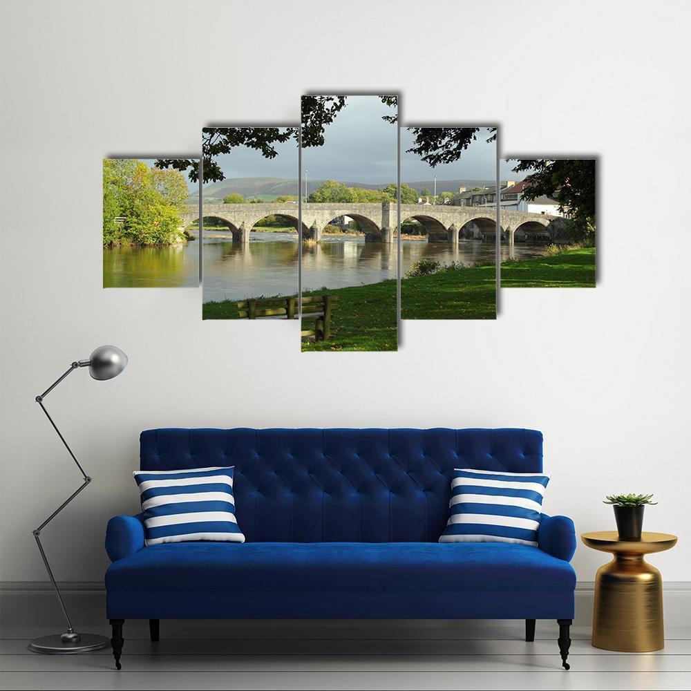Bridge Over River Wye Canvas Wall Art-5 Star-Gallery Wrap-62" x 32"-Tiaracle