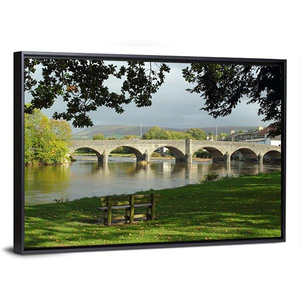 Bridge Over River Wye Canvas Wall Art-3 Horizontal-Gallery Wrap-25" x 16"-Tiaracle