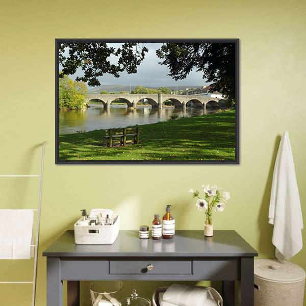 Bridge Over River Wye Canvas Wall Art-3 Horizontal-Gallery Wrap-25" x 16"-Tiaracle
