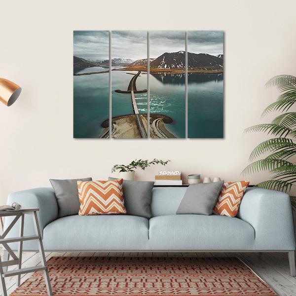 Bridge Over The Sea Iceland Canvas Wall Art-4 Horizontal-Gallery Wrap-34" x 24"-Tiaracle