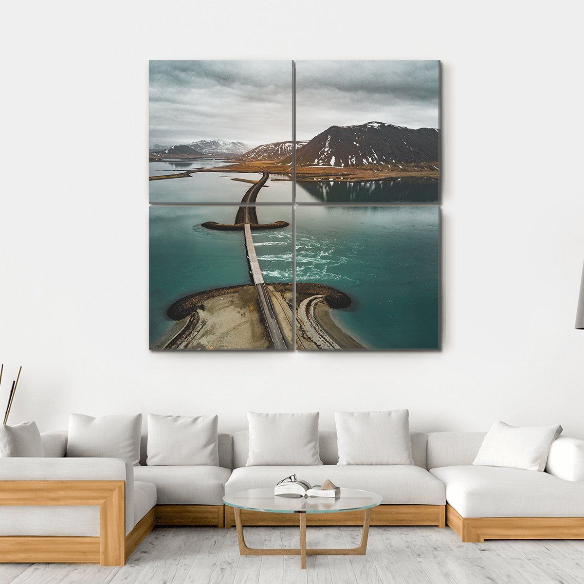 Bridge Over The Sea Iceland Canvas Wall Art-4 Square-Gallery Wrap-17" x 17"-Tiaracle