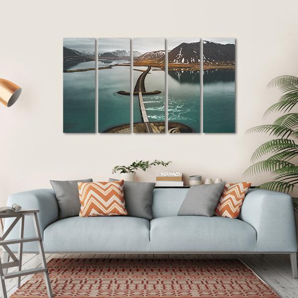 Bridge Over The Sea Iceland Canvas Wall Art-5 Horizontal-Gallery Wrap-22" x 12"-Tiaracle