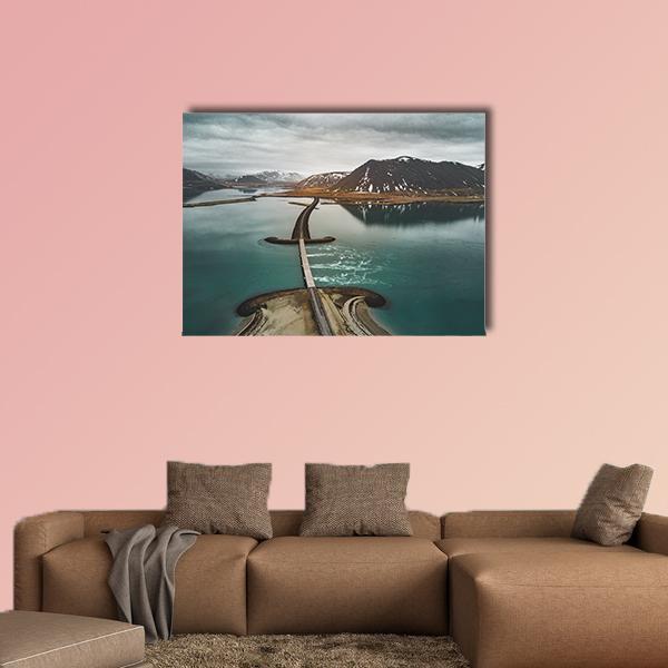 Bridge Over The Sea Iceland Canvas Wall Art-1 Piece-Gallery Wrap-48" x 32"-Tiaracle