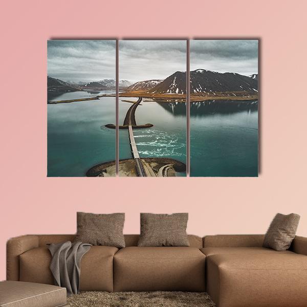 Bridge Over The Sea Iceland Canvas Wall Art-3 Horizontal-Gallery Wrap-37" x 24"-Tiaracle