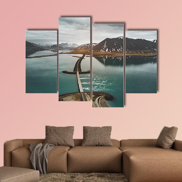 Bridge Over The Sea Iceland Canvas Wall Art-4 Pop-Gallery Wrap-50" x 32"-Tiaracle