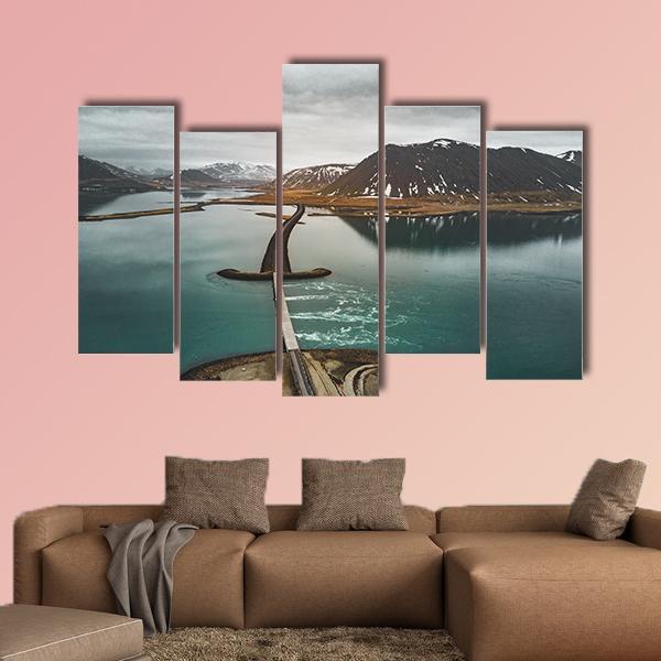 Bridge Over The Sea Iceland Canvas Wall Art-1 Piece-Gallery Wrap-48" x 32"-Tiaracle