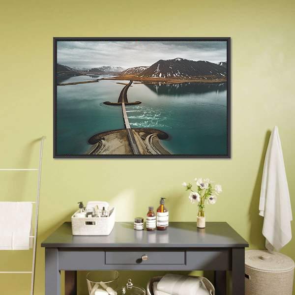 Bridge Over The Sea Iceland Canvas Wall Art-3 Horizontal-Gallery Wrap-25" x 16"-Tiaracle