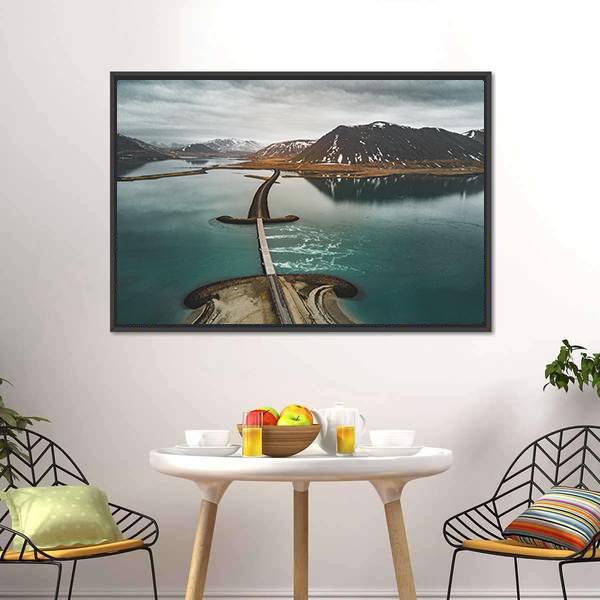 Bridge Over The Sea Iceland Canvas Wall Art-3 Horizontal-Gallery Wrap-25" x 16"-Tiaracle