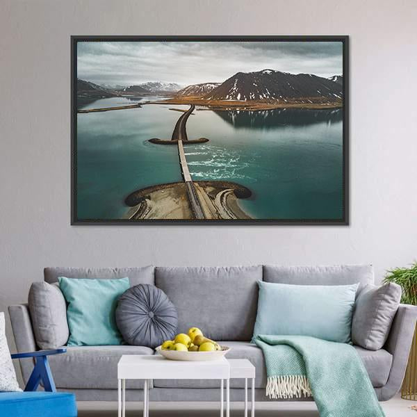 Bridge Over The Sea Iceland Vertical Canvas Wall Art-3 Vertical-Gallery Wrap-12" x 25"-Tiaracle