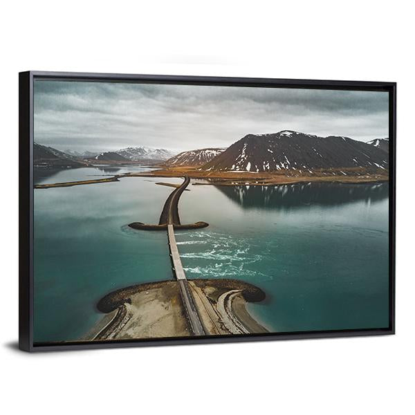 Bridge Over The Sea Iceland Vertical Canvas Wall Art-3 Vertical-Gallery Wrap-12" x 25"-Tiaracle