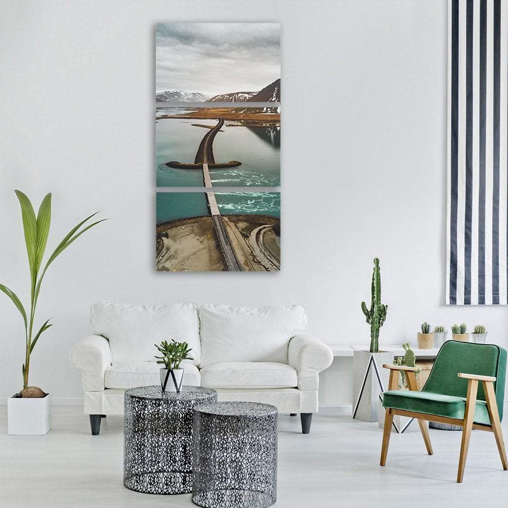 Bridge Over The Sea Iceland Vertical Canvas Wall Art-3 Vertical-Gallery Wrap-12" x 25"-Tiaracle