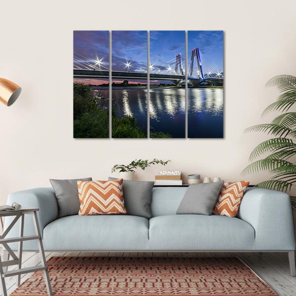 Bridge Over Vistula River Canvas Wall Art-4 Horizontal-Gallery Wrap-34" x 24"-Tiaracle