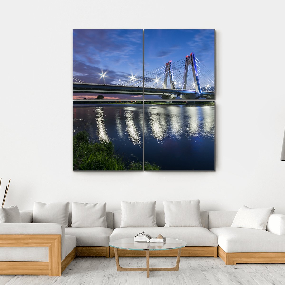 Bridge Over Vistula River Canvas Wall Art-4 Square-Gallery Wrap-17" x 17"-Tiaracle