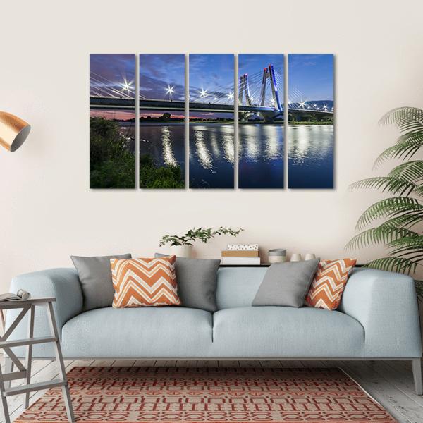 Bridge Over Vistula River Canvas Wall Art-5 Horizontal-Gallery Wrap-22" x 12"-Tiaracle