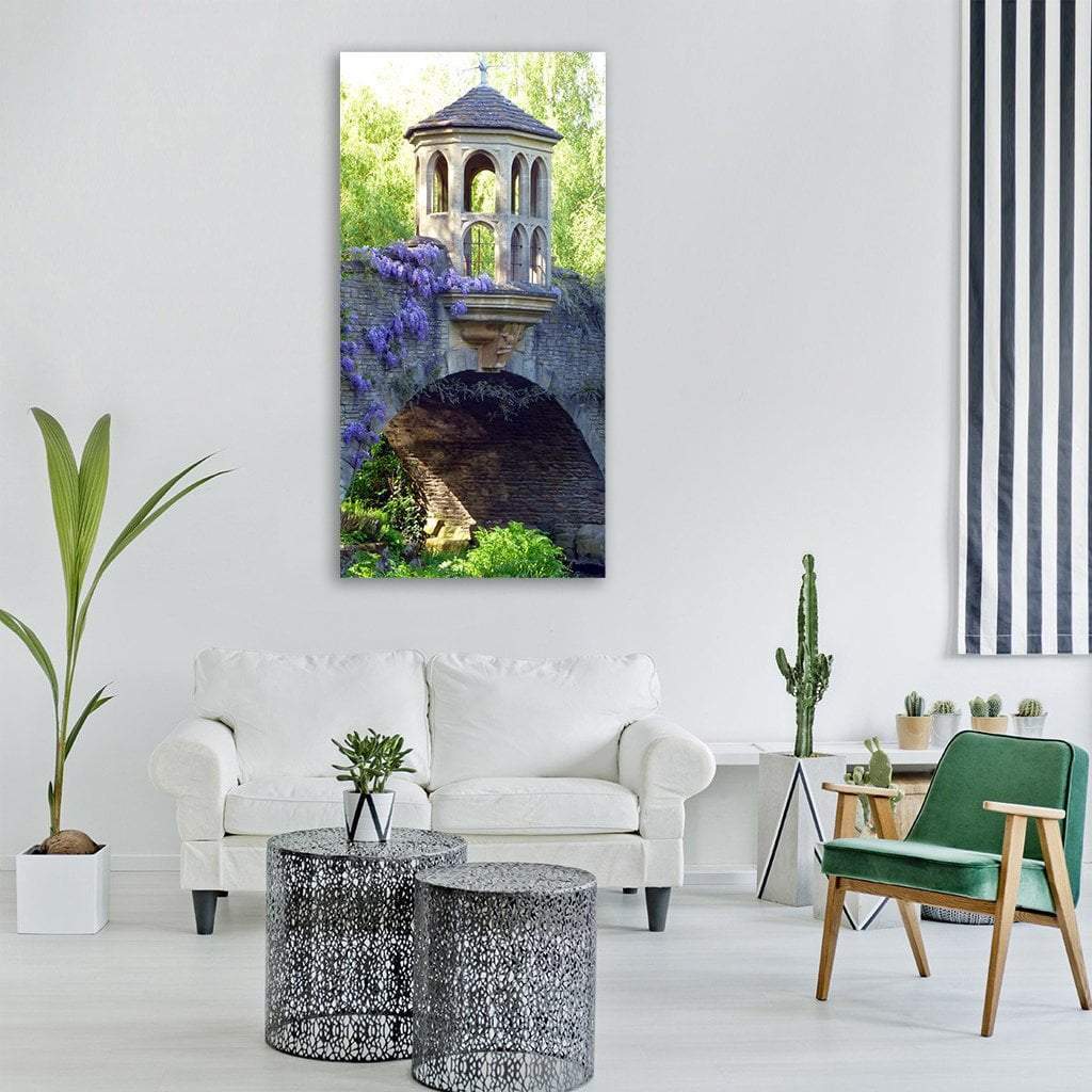 Bridge Garden Wisteria Vertical Canvas Wall Art-1 Vertical-Gallery Wrap-12" x 24"-Tiaracle