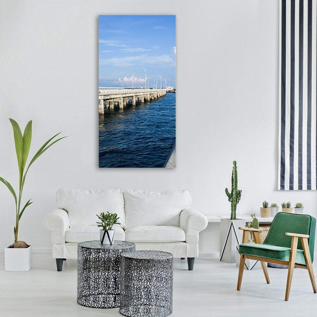 Bridge Pier Under Blue Sky Vertical Canvas Wall Art-3 Vertical-Gallery Wrap-12" x 25"-Tiaracle