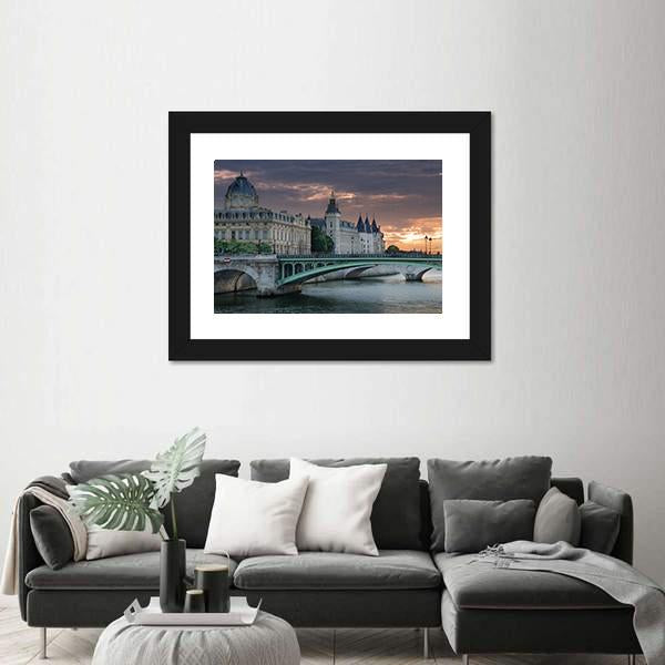 Bridge Pont Notre Dame Canvas Wall Art-1 Piece-Framed Print-20" x 16"-Tiaracle