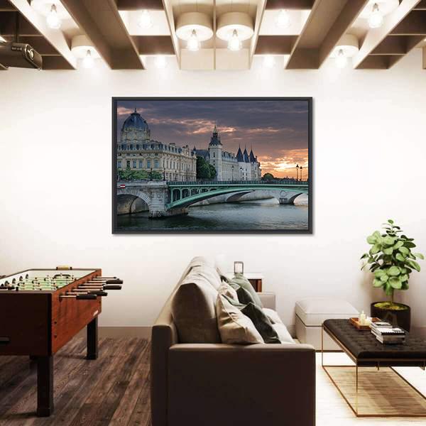 Bridge Pont Notre Dame Canvas Wall Art-3 Horizontal-Gallery Wrap-25" x 16"-Tiaracle