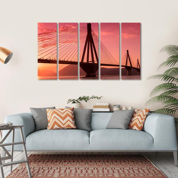 Bridge Rio Antirio Greece Canvas Wall Art-5 Horizontal-Gallery Wrap-22" x 12"-Tiaracle