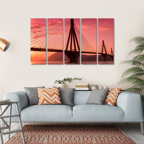 Bridge Rio Antirio Greece Canvas Wall Art-5 Horizontal-Gallery Wrap-22" x 12"-Tiaracle