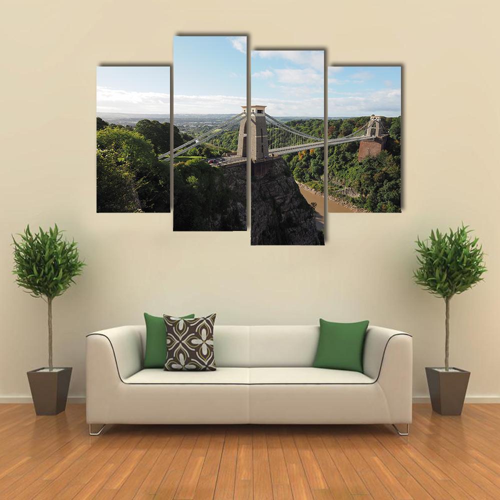 Bridge Spanning Avon Gorge Canvas Wall Art-4 Pop-Gallery Wrap-50" x 32"-Tiaracle