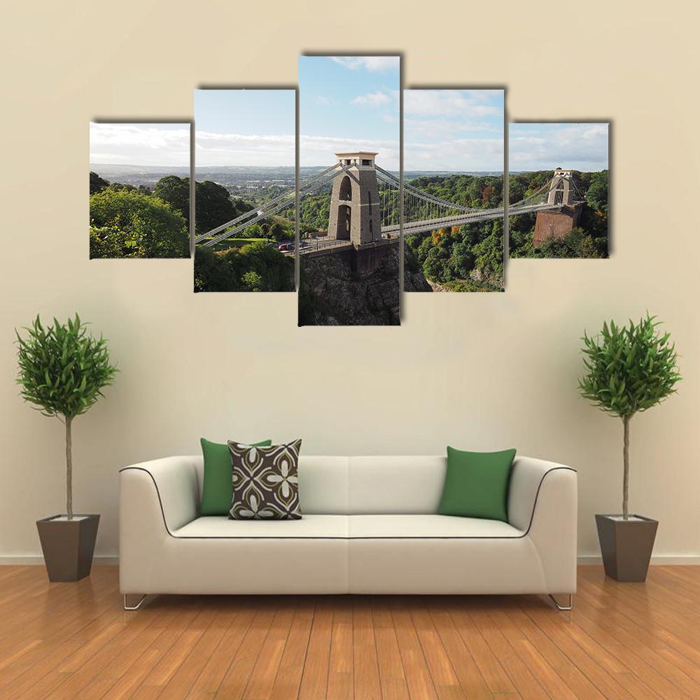 Bridge Spanning Avon Gorge Canvas Wall Art-3 Horizontal-Gallery Wrap-37" x 24"-Tiaracle