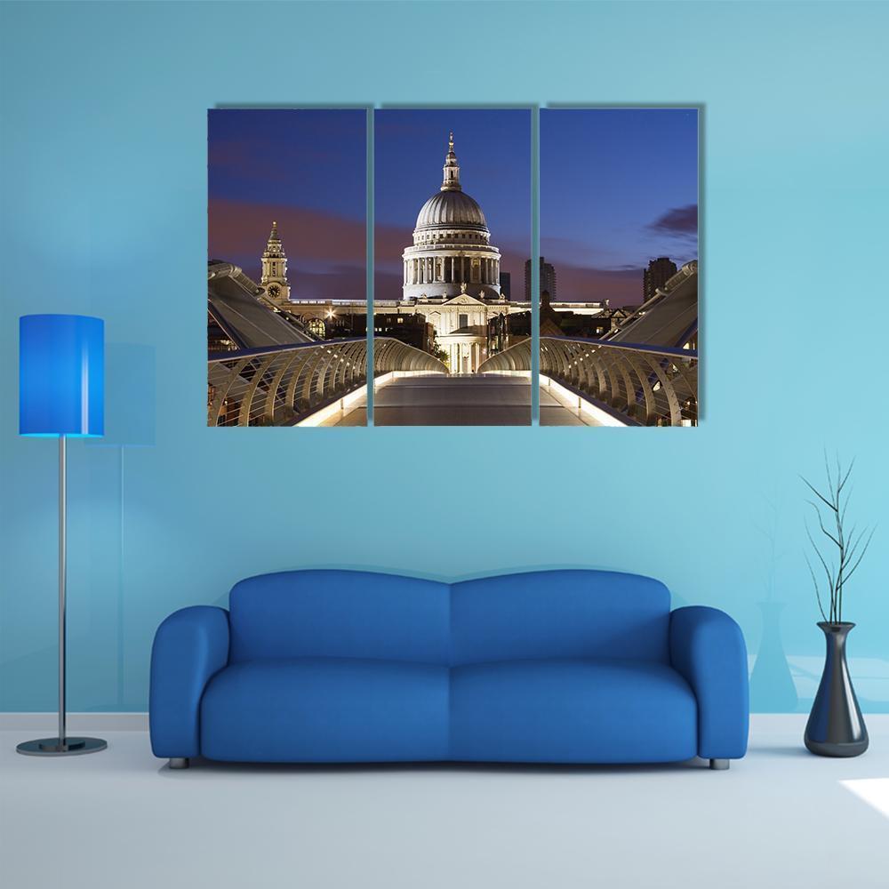 Bridge To St Pauls Canvas Wall Art-3 Horizontal-Gallery Wrap-37" x 24"-Tiaracle