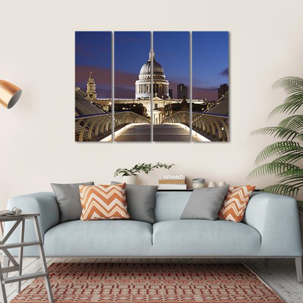 Bridge To St Pauls Canvas Wall Art-4 Horizontal-Gallery Wrap-34" x 24"-Tiaracle