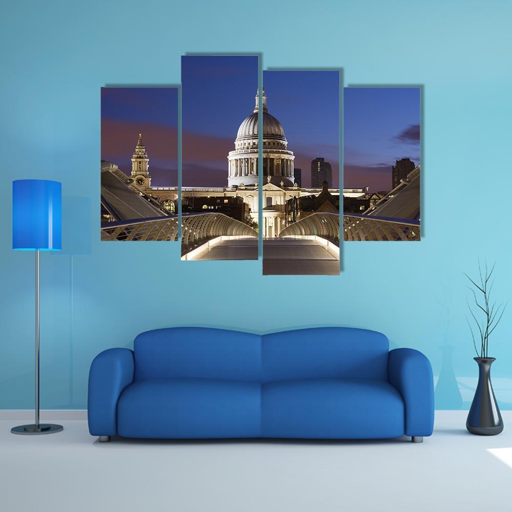 Bridge To St Pauls Canvas Wall Art-4 Pop-Gallery Wrap-50" x 32"-Tiaracle