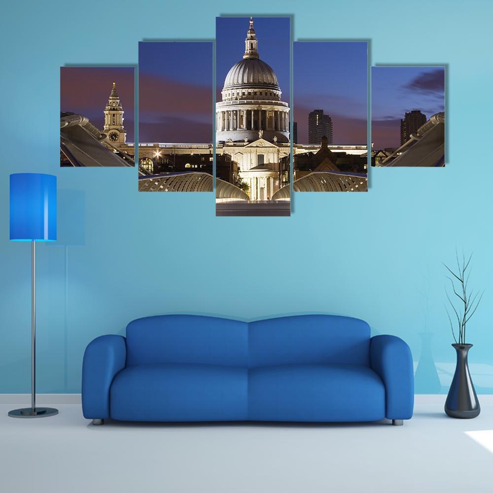 Bridge To St Pauls Canvas Wall Art-4 Pop-Gallery Wrap-50" x 32"-Tiaracle