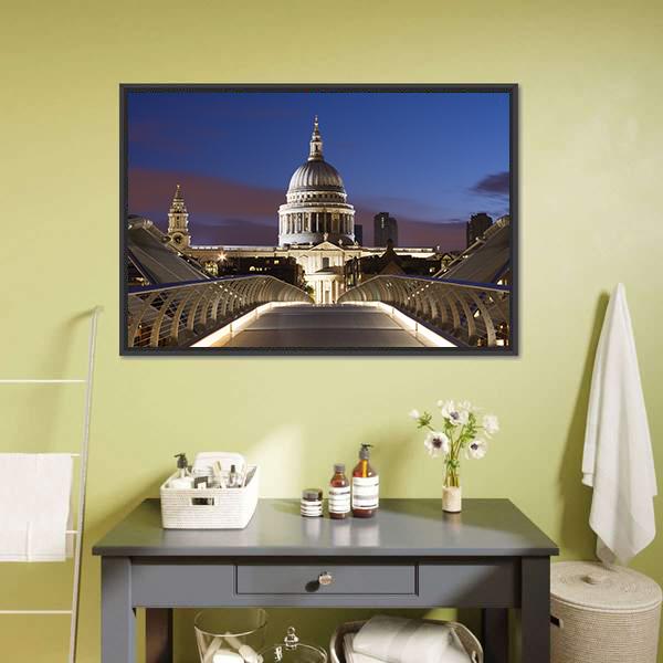 Bridge To St Pauls Canvas Wall Art-3 Horizontal-Gallery Wrap-25" x 16"-Tiaracle