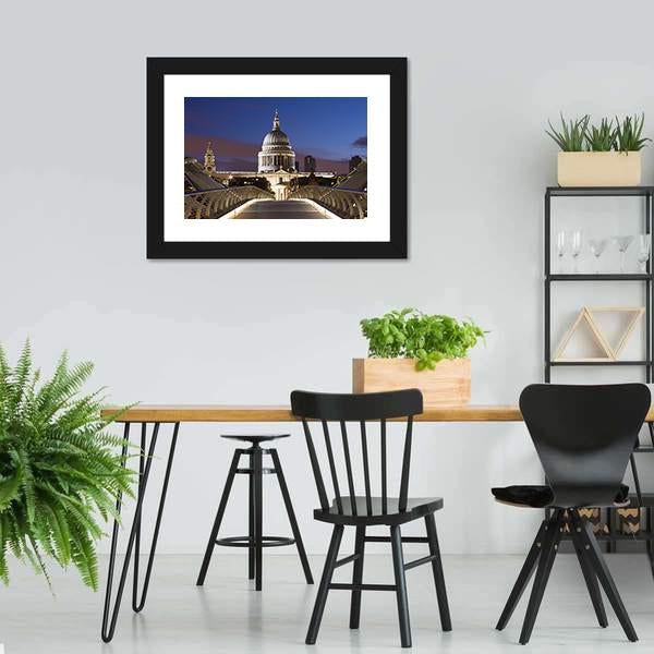 Bridge To St Pauls Canvas Wall Art-3 Horizontal-Gallery Wrap-25" x 16"-Tiaracle