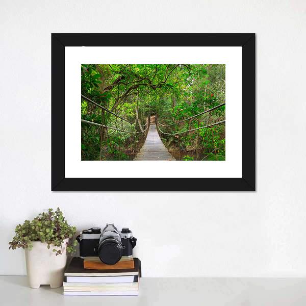 Bridge To The Jungle Canvas Wall Art-1 Piece-Framed Print-20" x 16"-Tiaracle