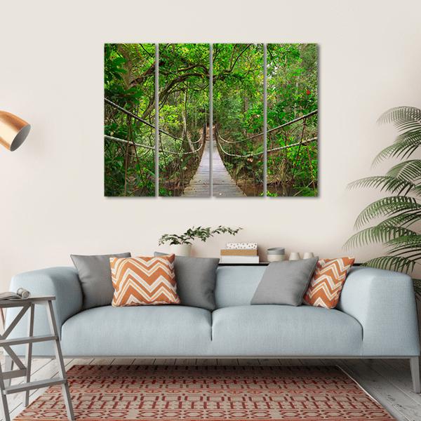 Bridge To The Jungle Canvas Wall Art-4 Horizontal-Gallery Wrap-34" x 24"-Tiaracle