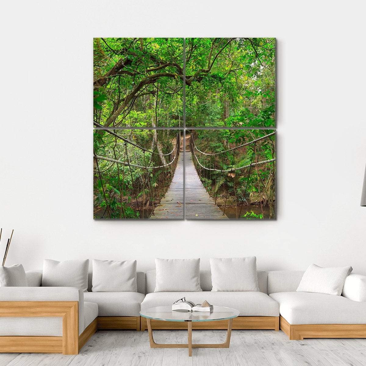 Bridge To The Jungle Canvas Wall Art-4 Square-Gallery Wrap-17" x 17"-Tiaracle