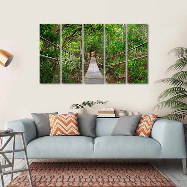 Bridge To The Jungle Canvas Wall Art-5 Horizontal-Gallery Wrap-22" x 12"-Tiaracle