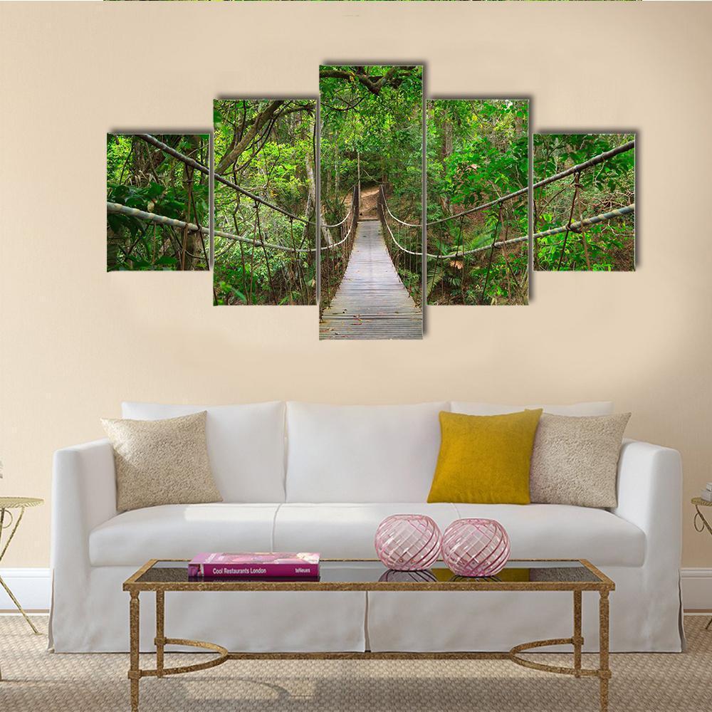 Bridge To The Jungle Canvas Wall Art-3 Horizontal-Gallery Wrap-37" x 24"-Tiaracle