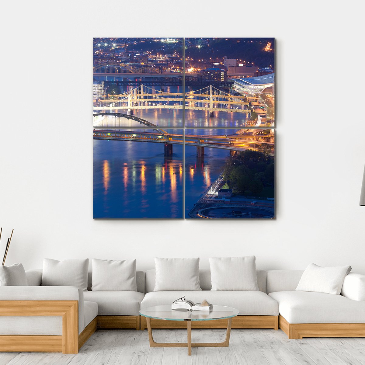 Bridges Over Allegheny River Canvas Wall Art-4 Square-Gallery Wrap-17" x 17"-Tiaracle