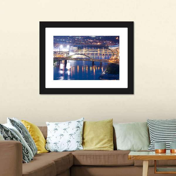 Bridges Over Allegheny River Canvas Wall Art-3 Horizontal-Gallery Wrap-25" x 16"-Tiaracle