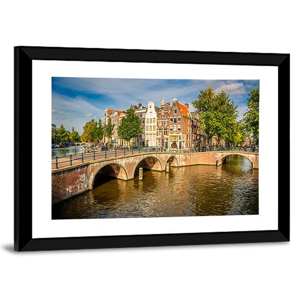 Bridges Over Canals Amsterdam Canvas Wall Art-3 Horizontal-Gallery Wrap-25" x 16"-Tiaracle