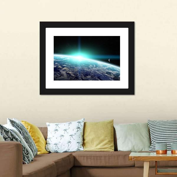 Bright Sun On Planet Earth Canvas Wall Art-5 Horizontal-Gallery Wrap-22" x 12"-Tiaracle