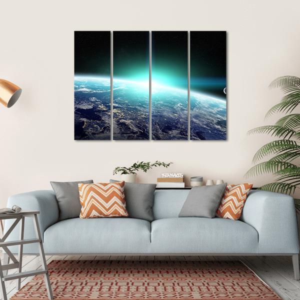 Bright Sun On Planet Earth Canvas Wall Art-4 Horizontal-Gallery Wrap-34" x 24"-Tiaracle