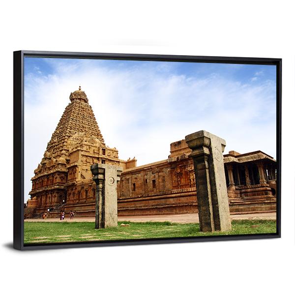Brihadeeswarar Temple India Canvas Wall Art-3 Horizontal-Gallery Wrap-25" x 16"-Tiaracle