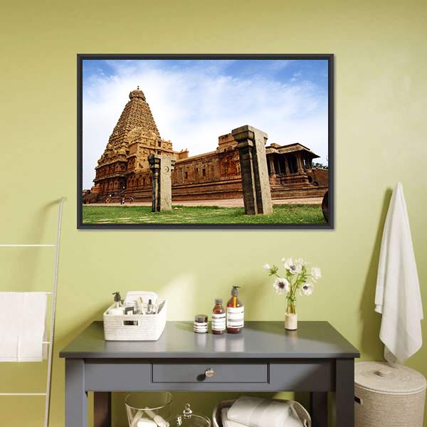 Brihadeeswarar Temple India Canvas Wall Art-3 Horizontal-Gallery Wrap-25" x 16"-Tiaracle